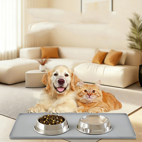 Dual-Use Silicone Pet Mat: Waterproof Anti-Slip Food & Litter Mat for Cats Dogs | Custom Logo & Pattern Available | Factory Direct