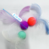Cat toy: Dopamine elastic ball, silicone bouncing ball, cat teaser wand with feathers, self-amusement toys for relieving boredom, silent cat supplies