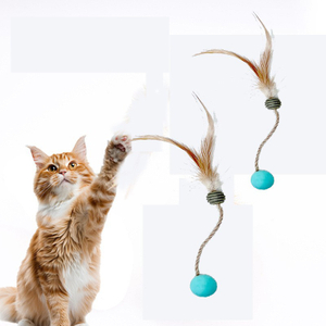 Wholesale Cat Toys Set | Feather Bell Elastic Rope Hemp Rope | Interactive Silicone-Coated Kitten Toys