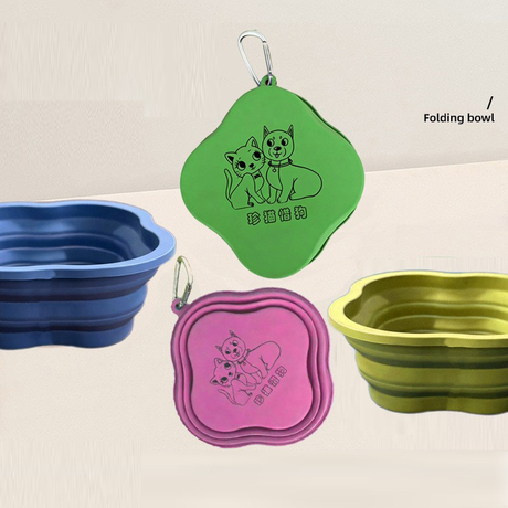 Collapsible Silicone Pet Bowl | Portable Dog Feeder for Outdoor Travel | Space-Saving Storage Design