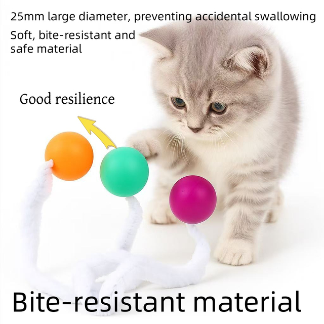 Amazon Caterpillar Elastic Ball Cat Toy, Cat Self-Playing Boredom Relief Rainbow Worm, Scratch And Bite Resistant, Interactive Cat Teaser Wand 西班牙文翻译：