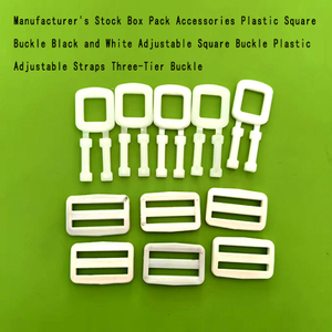 Manufacturer's Stock Box Pack Accessories Plastic Square Buckle Black and White Adjustable Square Buckle Plastic Adjustable Straps Three-Tier Buckle