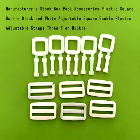 Manufacturer's Stock Box Pack Accessories Plastic Square Buckle Black and White Adjustable Square Buckle Plastic Adjustable Straps Three-Tier Buckle