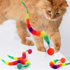 Silicone Rubber Caterpillar Bouncy Balls Cat Toys | 3-Color Scratch-Resistant Self-Play Interactive Toys for Cats | Factory Direct