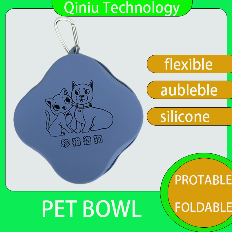  Factory Direct Sales Pet Bowl with Lock, Portable Foldable Silicone Bowl