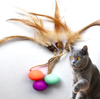 Cross-border Colorful Silicone Elastic Ball with Feather - Cat Self-amusement Matatabi Hemp Rope Cat Teaser Toy