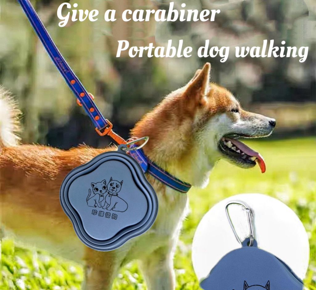  Factory Direct Sales Pet Bowl with Lock, Portable Foldable Silicone Bowl